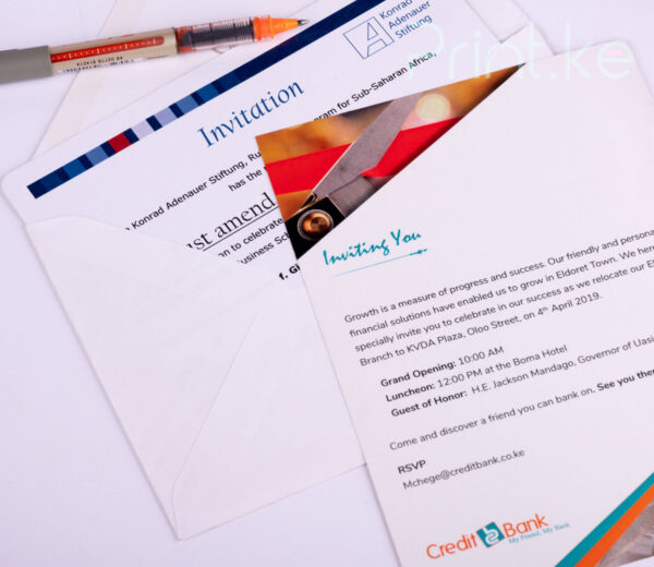 Corporate Branded Envelope Printing and Corporate Event Invitation Cards Nairobi, Kenya
