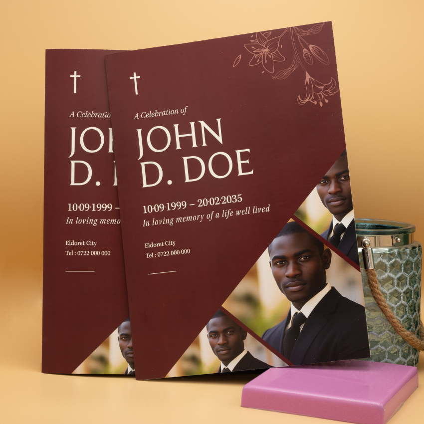 Funeral Programme, Eulogy Design and Printing, quality premium service, Nairobi, Kenya